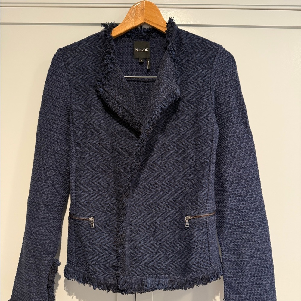 NIC+ZOE Women's Fringe Mix Knit Jacket - Size XS